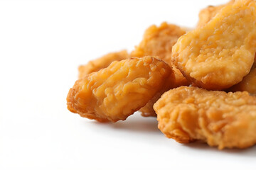 Close up Fried chicken nuggets on white
