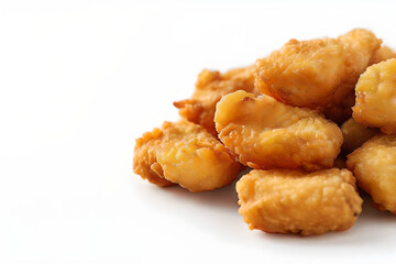 Close up Fried chicken nuggets on white