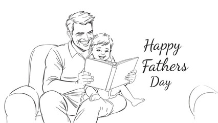 Happy Father's Day: Father and Son Reading Together