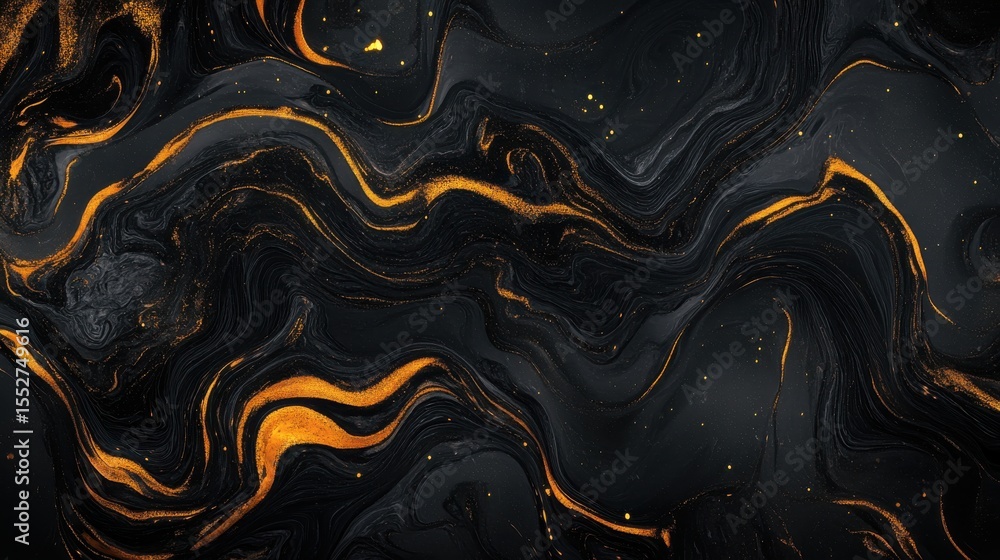 Wall mural elegant abstract black and orange swirl pattern for background design
