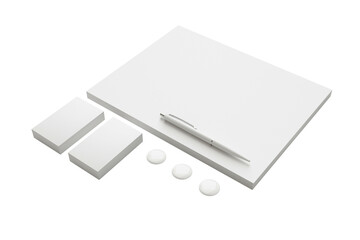A minimalist workspace featuring a notepad, sticky notes, and a pen, ideal for brainstorming or note-taking.