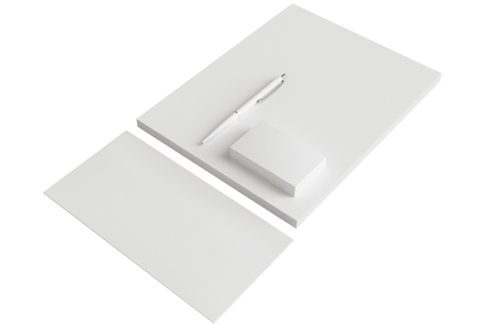 A minimalist workspace featuring blank stationery and a pen, ideal for note-taking or brainstorming.