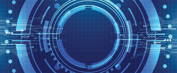 Abstract digital circle circuit background for technology, data, or AI interface design.
