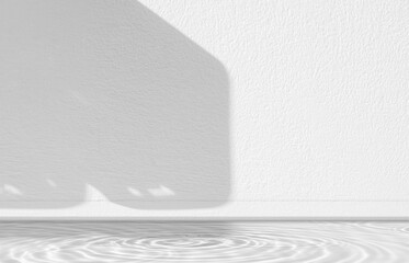 Background Water surface on white wall texture,Backdrop Summer nature for beauty cosmetic product...