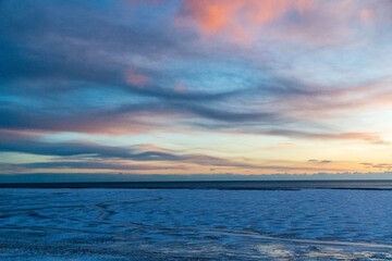 Outdoor shot highlighting the stunning Iclandic scenery on a frosty winter afternoon along...