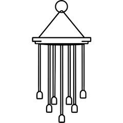 Minimal Wind Chime Line Art Illustration