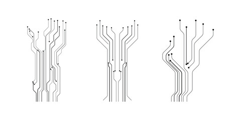 Abstract circuit board pattern resembling trees, perfect for technology, AI, and digital concepts.