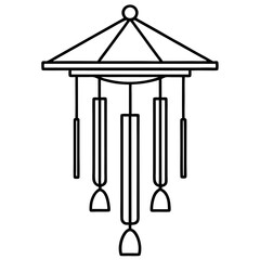 Minimal Wind Chime Line Art Illustration