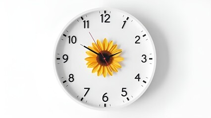 Minimalist Sunflower Wall Clock on Light Background – 3D Floral Decor Flat Lay