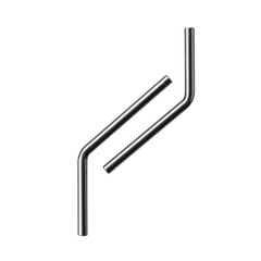 Obraz premium Two bent metal rods isolated on white background. Chrome steel pipes with 90 degree bends, perfect for industrial designs and mechanical projects.