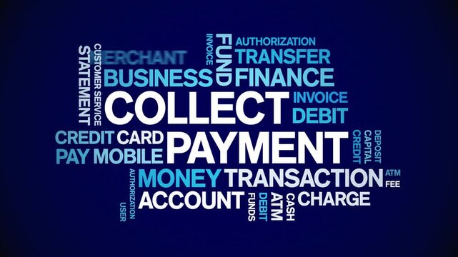 Collect Payment animated word cloud;text design animation tag kinetic typography seamless loop.