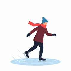 Obraz premium Person ice skating on frozen water during winter wearing warm clothes