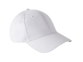 A simple white baseball cap with a curved brim, suitable for casual wear or sun protection.
