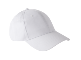 A simple white baseball cap with a curved brim, suitable for casual wear or sun protection.