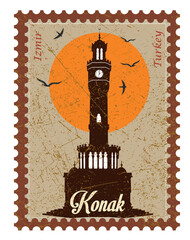 Turkey, izmir, konak. Clock Tower, landmark Turkey of Izmir city, travel icon, 