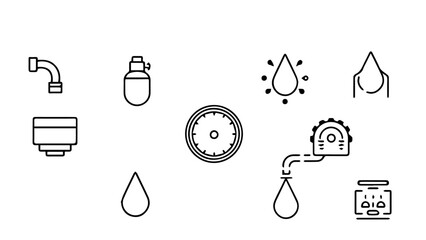 Vector Line Icons of Water Infrastructure and Sensor Technology
ecology icons set