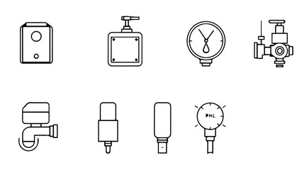 Cloud-Connected Water Quality Sensors and Sync Icons .set of different objects