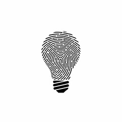 Unique Idea Concept Fingerprint Light Bulb Symbol Innovation