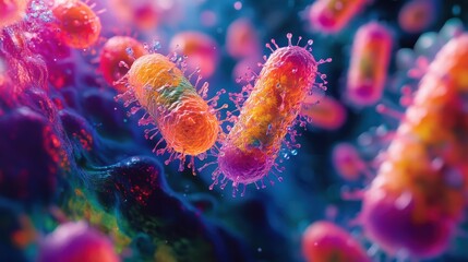 Vibrant Bacteria in Abstract Microbial Environment