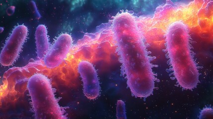 Vibrant Abstract Microbial Exploration Scene