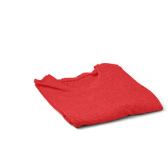 A neatly folded red t-shirt, showcasing a simple and casual clothing item.