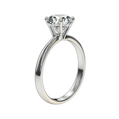 realistic product diamond engagement ring perfect side profile view isolated on pure white background subtle soft shadow clean studio lighting, ultra-high detail, PNG stock render :