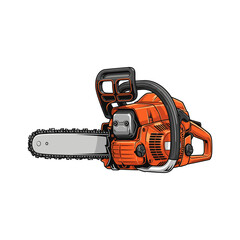 orange color chainsaw machine vector illustration isolated