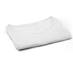 A neatly folded white t-shirt, showcasing simplicity and versatility in clothing.