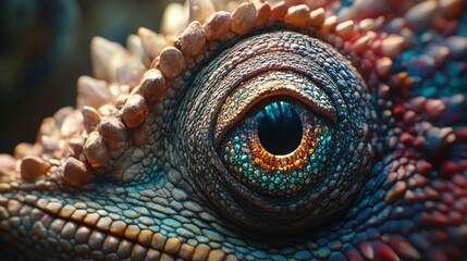Obraz premium A close up image of a reptile eye with scales