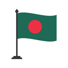 Bangladesh flag with flag stand or flag base vector illustration isolated