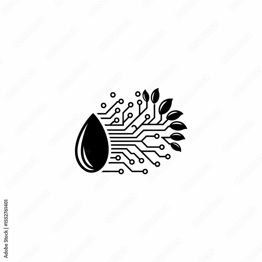 Aufkleber abstract digital blend of nature and technology in a fluid data stream