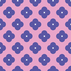 Seamless pattern with stylized four-petal elements in purple