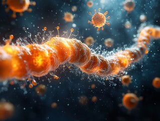 Dramatic 3D Model of Bacteria Attacking Cell Wall