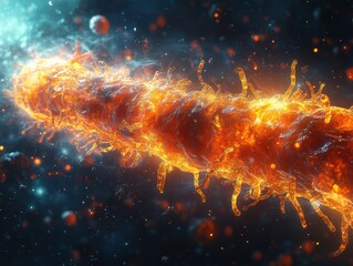Dramatic 3D Model of Bacteria Attacking a Cell Wall