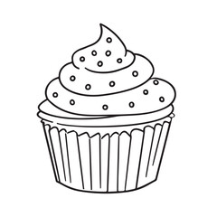 Hand-drawn cupcake with frosting and sprinkles