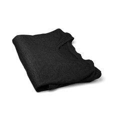 A neatly folded black t-shirt, ideal for casual wear or layering.
