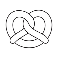 Vector linear black and white illustration of Pretzel Kringle