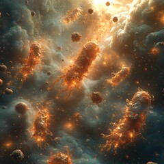 Moody Pathogenic Bacteria in Dramatic Backdrop