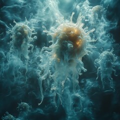 Moody Pathogenic Bacteria in Ethereal Backdrop