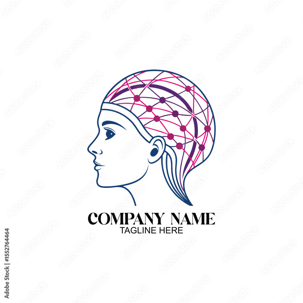 Poster brainwave illustration: an artistic representation of a person profile combined with brainwave visua
