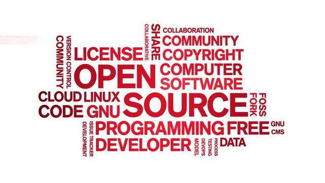 Open Source animated word cloud;text design animation tag kinetic typography seamless loop.