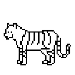 Fototapeta premium A pixel outline tiger showcasing its distinct stripes and features