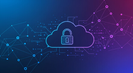 Digital cloud security concept illustrating data protection and encryption