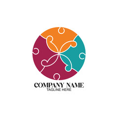 Abstract Puzzle Logo: A vibrant, circular logo design features four interconnected puzzle pieces in shades of orange, teal, and maroon, symbolizing unity, collaboration, and problem-solving.