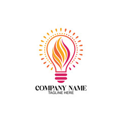 Illumination and Innovation: A stylized emblem of a light bulb with an internal flame, symbolizing creativity, ideas, and enlightenment.