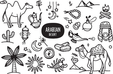 Arabian Cuisine Food Doodle Pack – Middle Eastern, Traditional, Kebab, Hummus, Spices, Culture