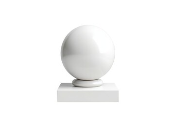 White sphere on white background. White ball on pedestal with shadow for academic drawing. 