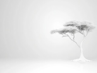 Fototapeta premium Elegant white tree in minimalist environment nature photography scene