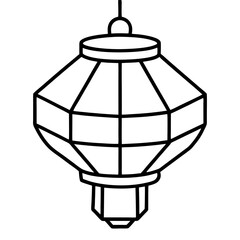 Minimalist Paper Lantern Line Art