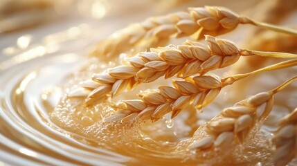 Falling oat flakes with milk splash on white background,Rolled oats falling into splashing milk,Dried oat plant Organic vegan liquid,Healthy breakfast meal,milkshake,yogurt spiral,diet drink.